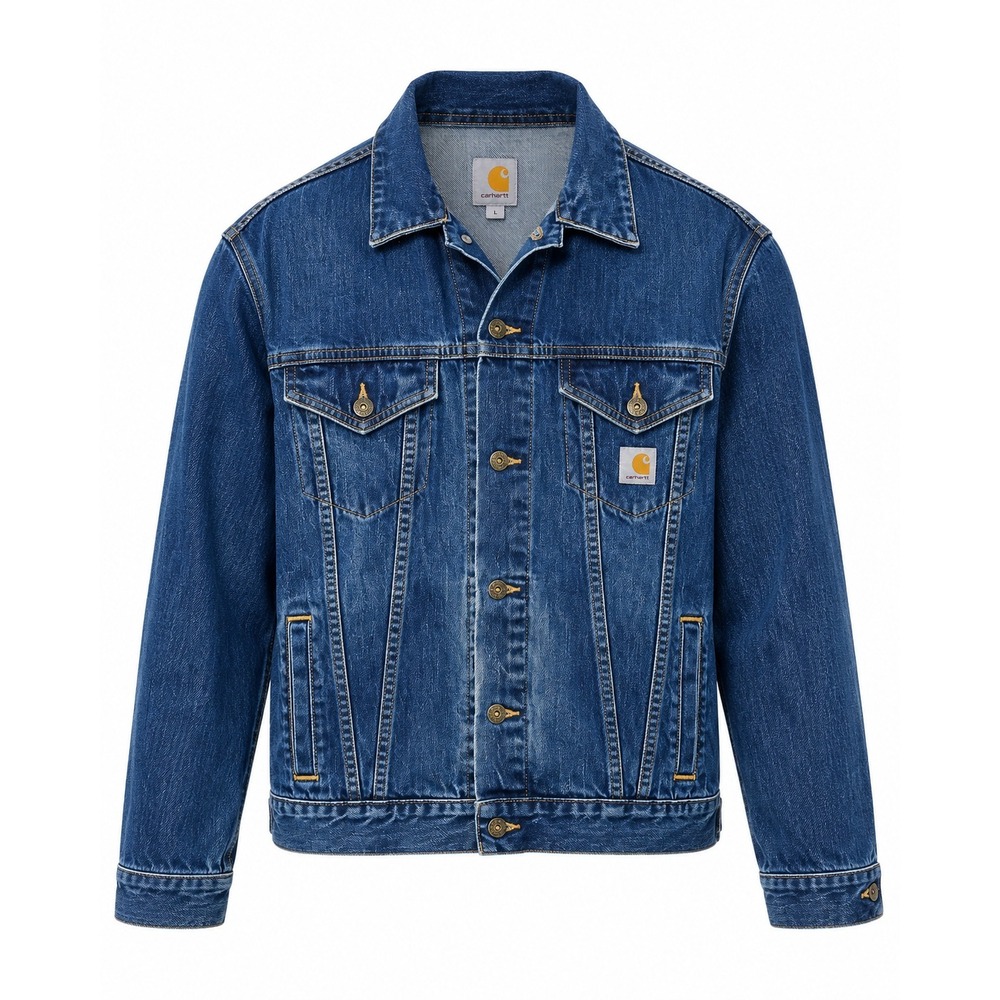 Vintage Carhartt Denim Trucker Jacket Mens Large Blue Jean‎ Work Coat Great Wear